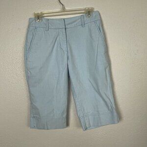 Adidas Women's Light Blue Flat Front Stretch Bermuda Walking Shorts - Size 2